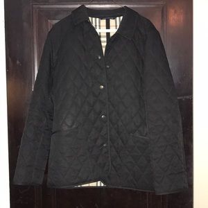 Burberry black quilted barn coat